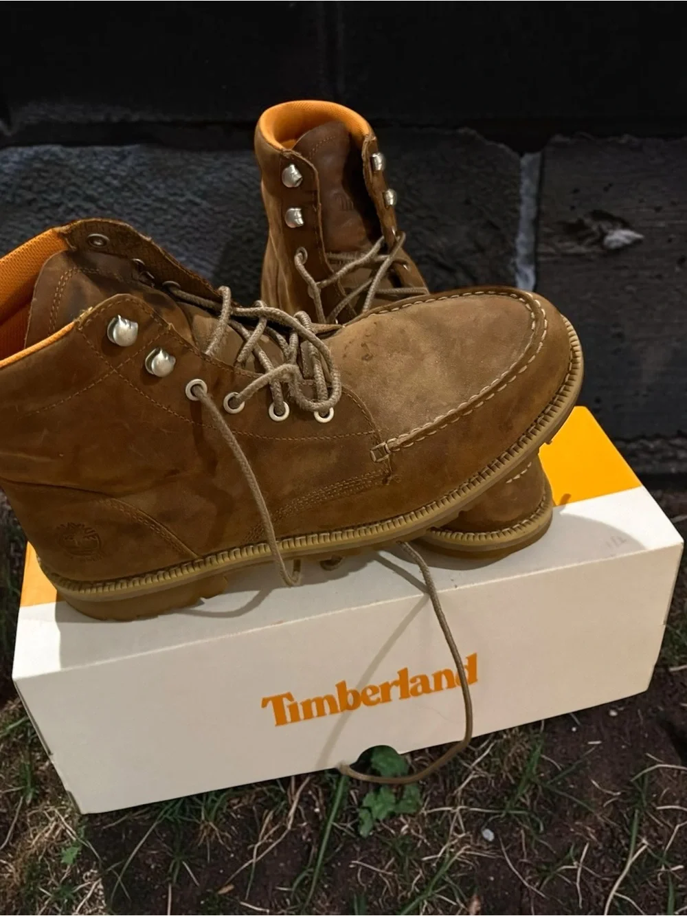 Timberland Men's Tan Suede Lace-Up Moc Toe Boots